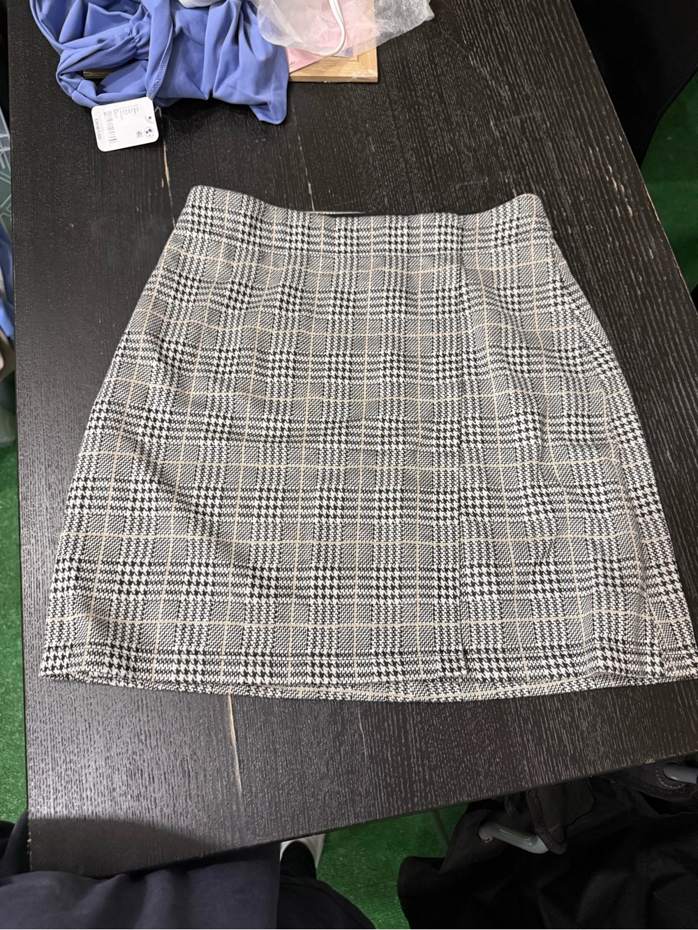 Max Studio Black & White Plaid Mini Skirt